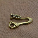 Solid Brass U Hook Key Loop Pocket Clip with Ring, Simple Style Car Keychain for