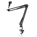 Adjustable Microphone Mic Boom Scissor Arm Stand Set - Black