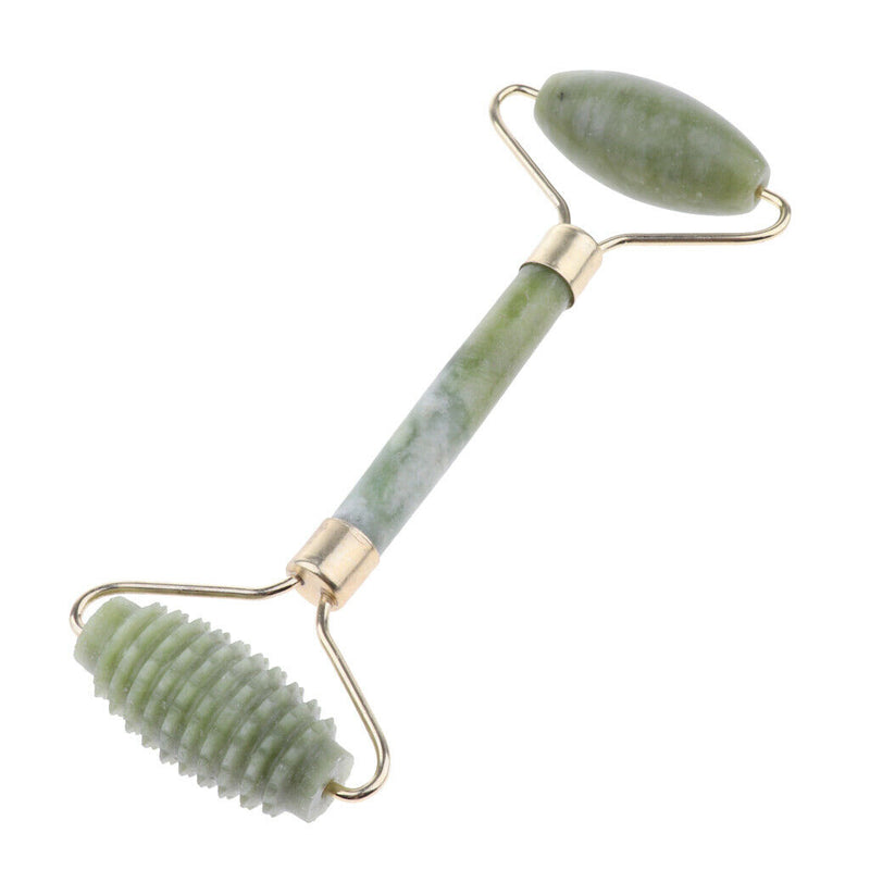 Natural Jade Roller for Face - Facial Massager Roller with Double Head, Neck