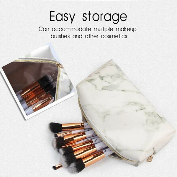 3 Pack Marble Makeup Bag Set Portable Toiletry Pouch Bag Waterproof Organiz R2I7