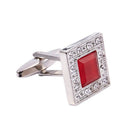 Mens Red Square Cufflinks Wedding Party