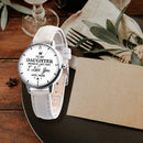 2pcs/set Leather Band Watch Pendant Necklace Women Quartz Watches (White) A