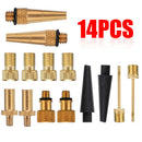14pcs Bicycle Tire Ball Air Pump SV AV DV Valve Copper Plastic Adapter Set
