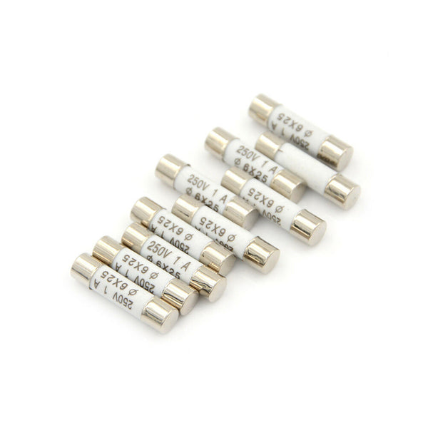 10x 6 x 25mm Ceramic Fuse Electric 250V 1A Fast Blow Ceramic Fuse JR