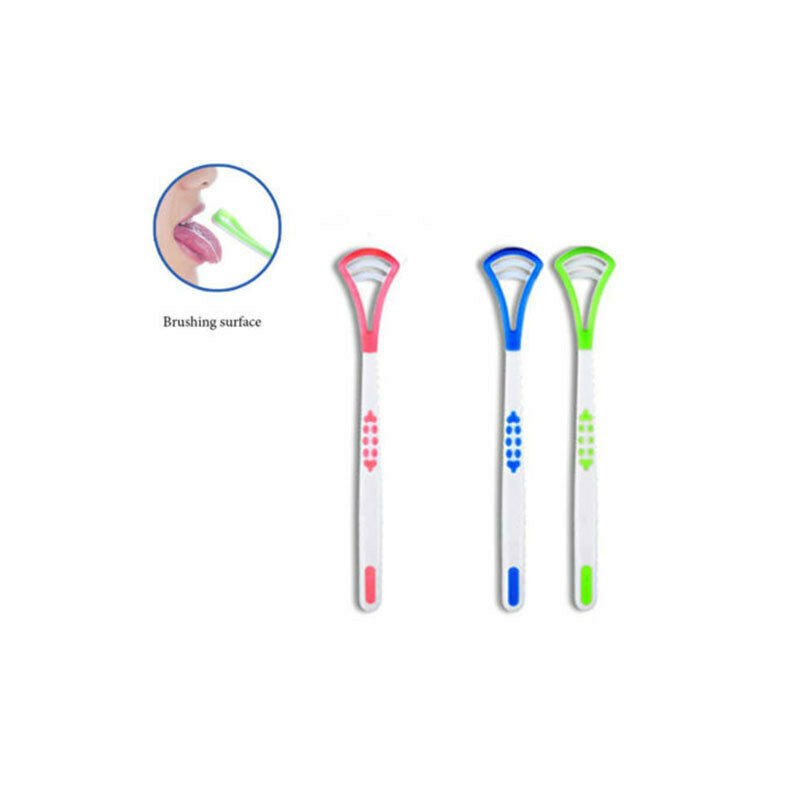 Tongue Cleaner Soft Dental Care Brush Oral Clean Bad Breath Scraper Handle PTM