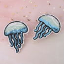 2sequin jellyfish embroidered iron on sew patch badge motif bag dress appliqueOZ