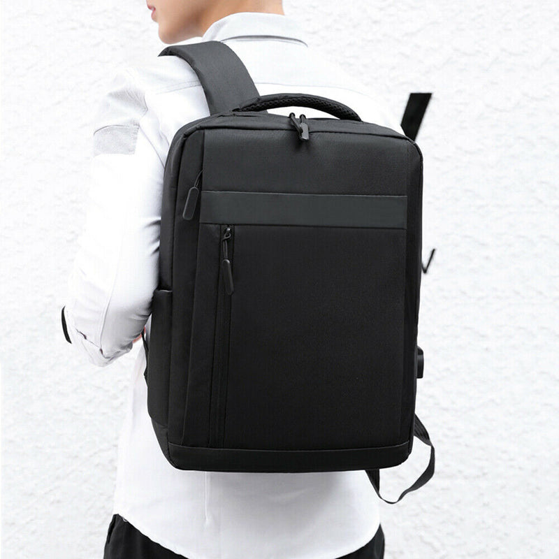 Nylon Backpack Men Women Laptop Mochila Big Capacity Travel Bagpack (Black)