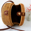 Round Women Rattan Bag Handmade Petal Rattan Shoulder Beach Bag Crossbody B