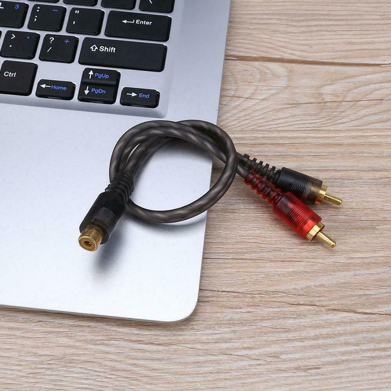 1pc 27cm 1 RCA Female to 2 RCA Male Splitter Cable for Car Audio System