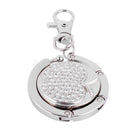 Round Folding Bag Hook Handbag Purse Table Crystal Hanger Holder Keychain