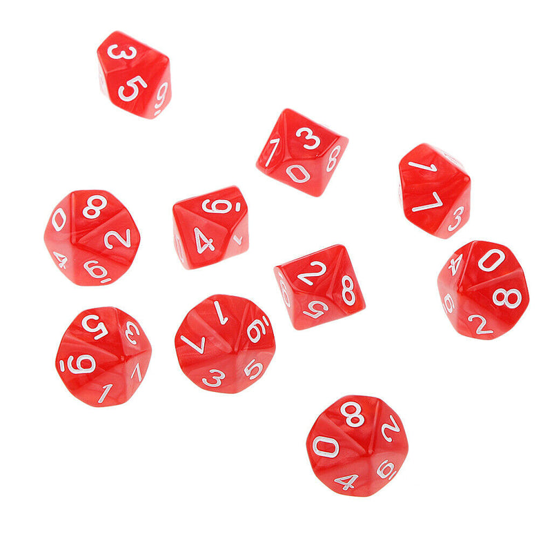 20pcs 10 Sided Dice D10 Polyhedral Dice Acrylic for Dungeons and Dragons DND MTG