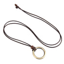 Simple Vinatge Round Pendant Necklace Punk Jewelry for Women Men Leather Chain
