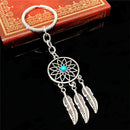 Metal Key Chain Ring Feather Tassels Dream Catcher Keyring Keychain NTBX
