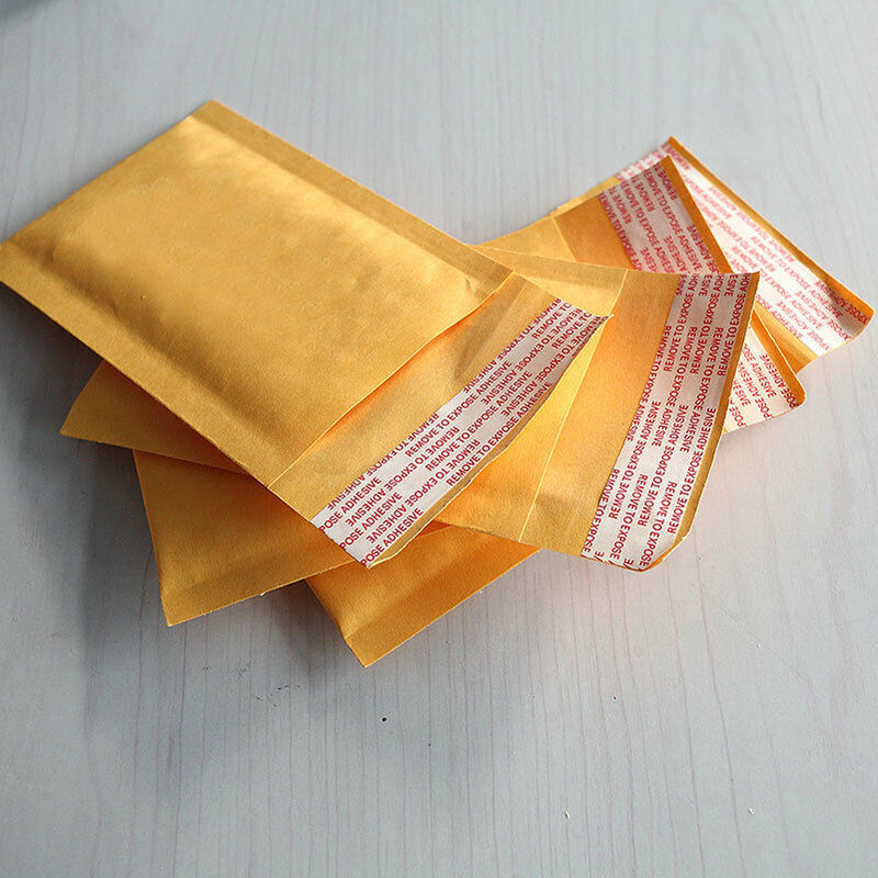 10X 90*130+40mm Kraft Bubble Bag Padded Envelopes Mailers  Yellow  Gw