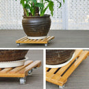 Plant Flower Pot Removable Tray With Roller Pulley Universal Wheel Wooden B