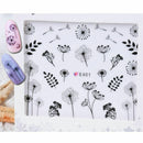 2X Nail Art Water Transfers Decals Stickers Black Dandelions Floral Gel Polish