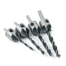 4pcs HSS Countersink Wood Drill Steel Countersink Drill Set 5 Flute 3mm-6mm M&O