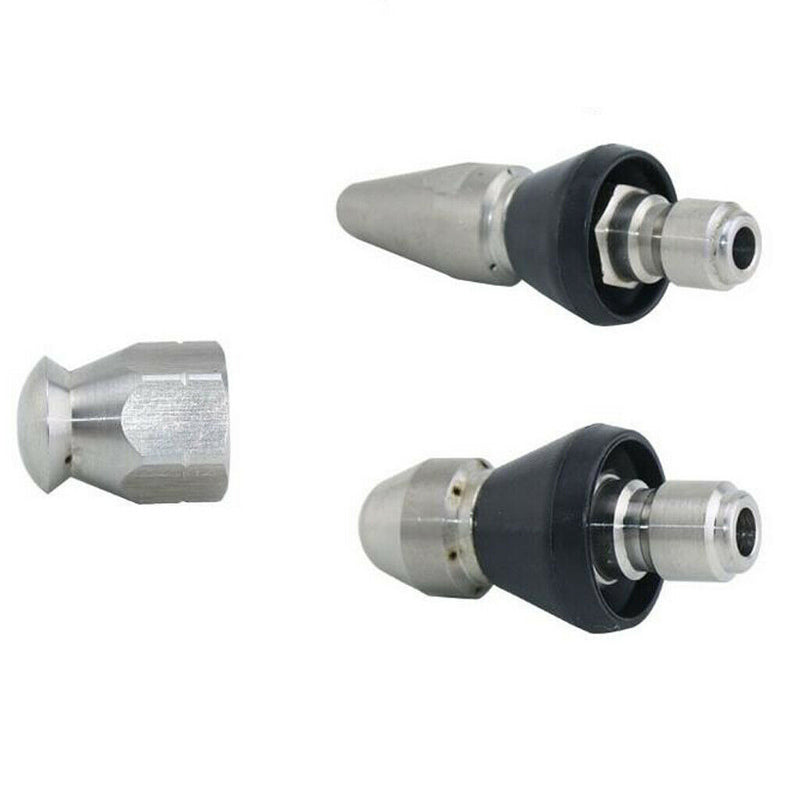 2X 1/4inch Drain Pipe Jetter Rotary Nozzle Quick Release Pressure Sewer Nozzle