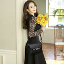 useful Elegant Fashion Lattice Messenger Bag Mini Simple Black Sling Bag HandbME