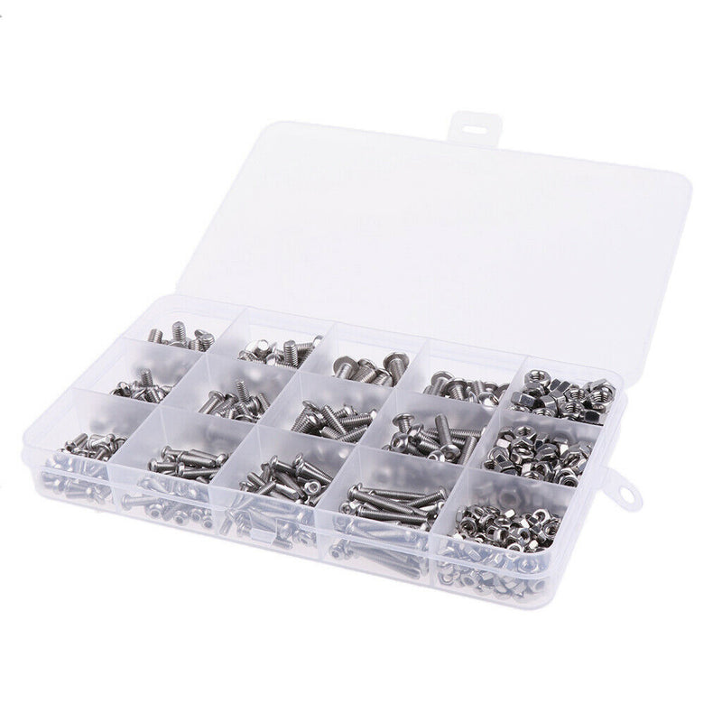 High Quality Stainless Steel Screws Nuts Assortment Set Kit /M3 M4 M5 Hex Socket