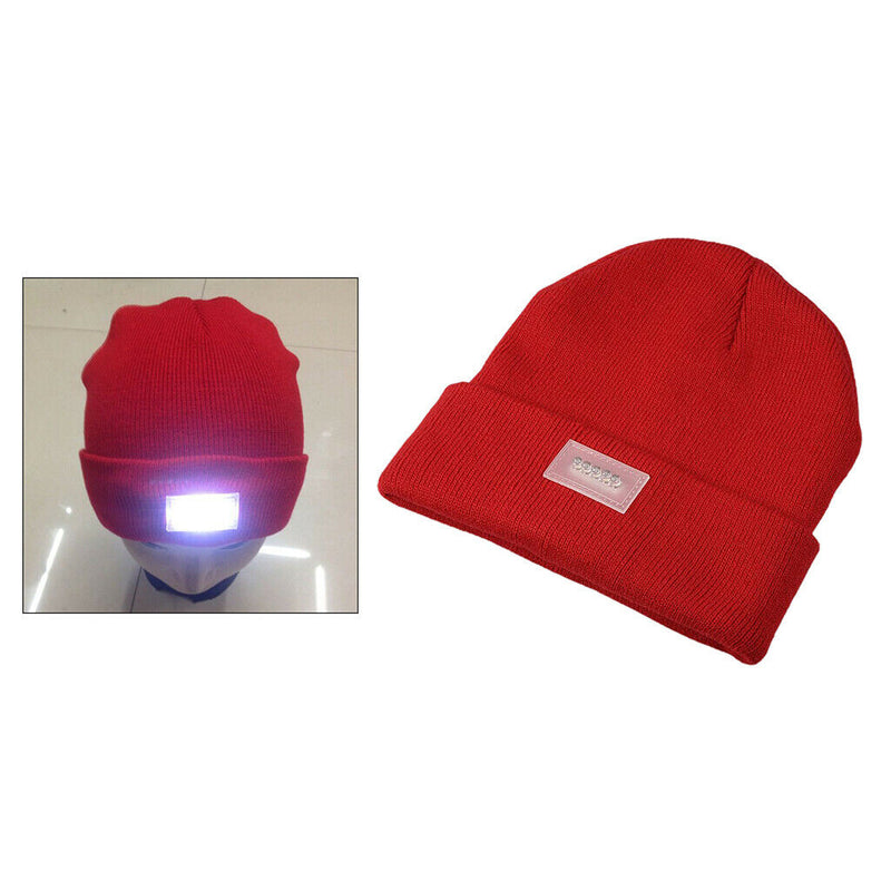 2Pcs Soft LED Beanie Camping Hiking Knitted Hat Lighted Knit Cap for Women Men