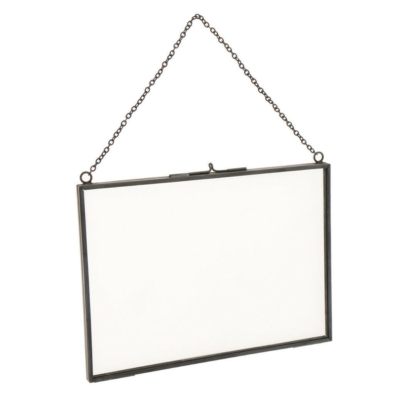 2 Sided Hanging Glass Display Frame for Photo Picture Specimen 18x13cm