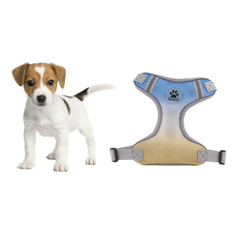 Adjustable Dog Chest Strap Harness Pet Dog Soft Fashion Vest L Yellow Blue