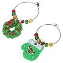 6PCS PVC Merry Christmas Wine Glass Charms Rings Marker Christmas Party Bar R5X9