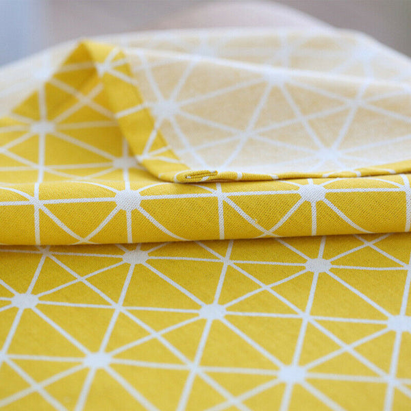 Yellow Chessboard Decorative Table Cloth Cotton Linen Tablecloth Dining Tab G4V9