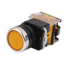 DC/AC 660V 10A Yellow Round Momentary Switch DPST NO NC Press Pushbutton DIY
