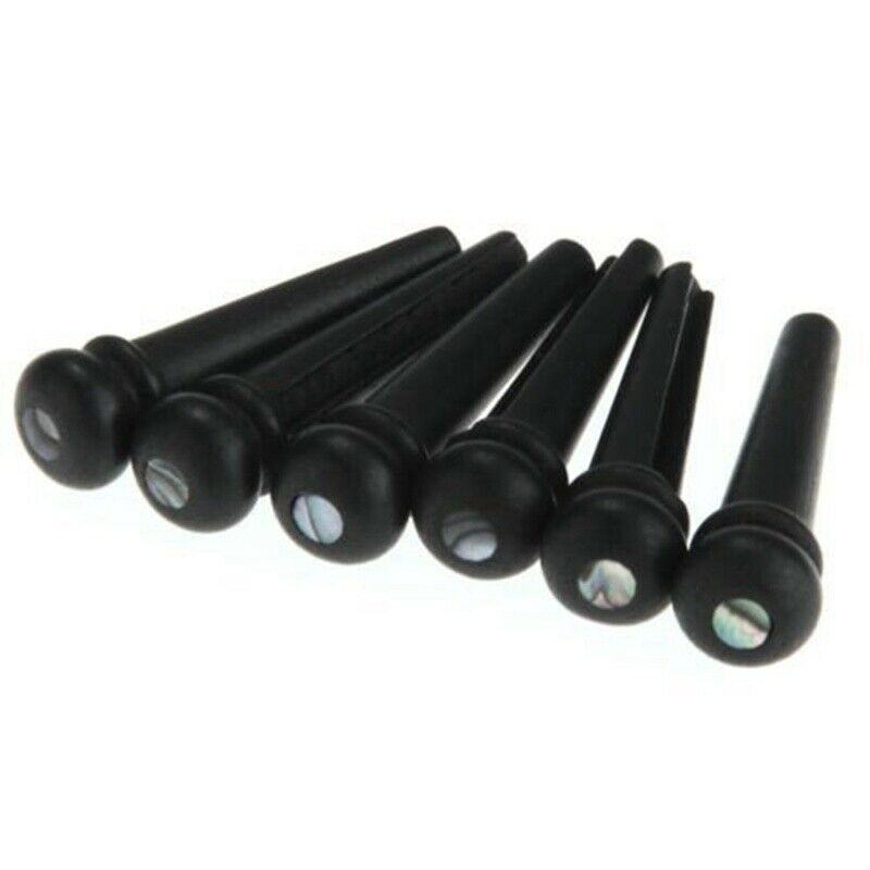 6 Pcs Guitar Family Natural Ebony Folk Acoustic Guitar Bridge Pins