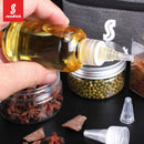 Sundeck 9pcs Spice Cruets Set Portable Salt Bottle BBQ Sauce Container Bag