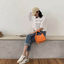 Women Travel Handbags Tote Ladies Nylon Shoulder Zip Shopping Bag (Orange)
