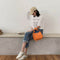 Women Travel Handbags Tote Ladies Nylon Shoulder Zip Shopping Bag (Orange)