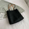 Fashion PU Handbag Women Totes Simple Large Capacity Shoulder Bag (Black)