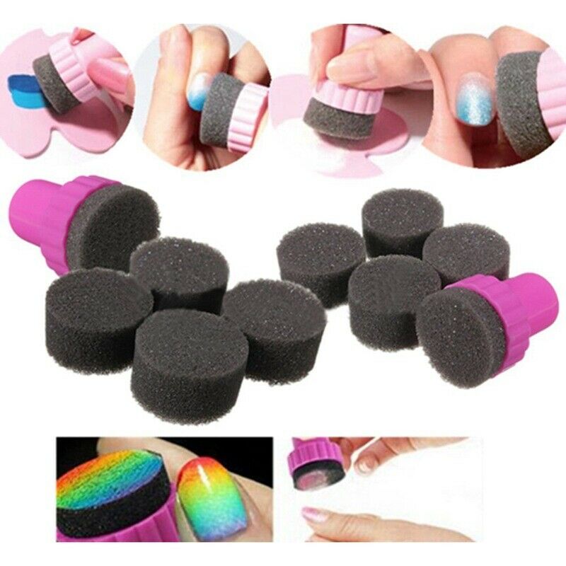 1 Set 15pcs Nail Art Sponge Stamp Stamper Shade Transfer Template Polish Ma