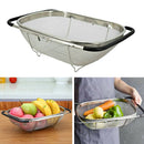 Stainless Adjustable Colander Strainer Basket 13.4x 9.4" for Vegetables