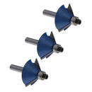 3pcs 1/4 Inch Shank Chamfer Edging Cutter Carpentry Router Bit for Wooden Door