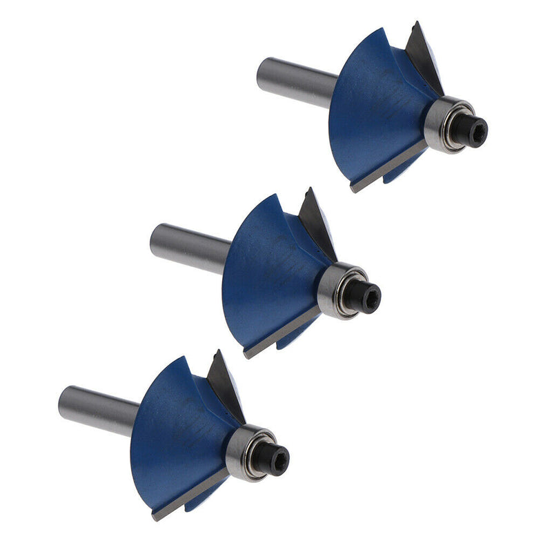 3pcs 1/4 Inch Shank Chamfer Edging Cutter Carpentry Router Bit for Wooden Door