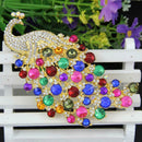Large Size Peacock Brooch Colorful Crystal Women Wedding Party Jewelry Gift A