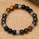 Natural Stone Bead Bracelet Tiger Eye Magic Hematite Obsidian Bangle WomenSJTE