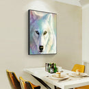 White Fur Wolf Staring Full Round Rhinestone DIY Diamond Painting 30x40cm