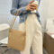 Women Lattice Pattern Shoulder Underarm Bags PU Portable Handbag (Khaki)