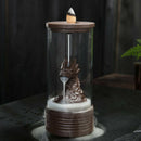 Backflow Incense Burner With Acrylic Protective Cover Ceramic Dragon Incens