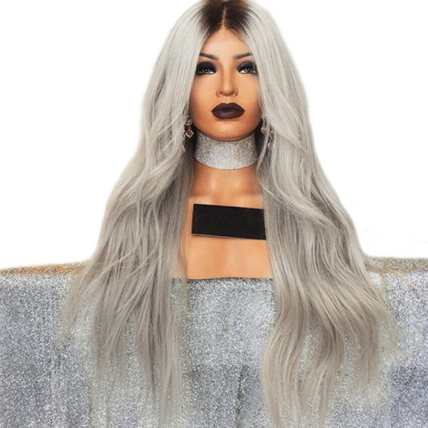 68cm Long Straight Slight Curl Hair Full Wig Synthetic Hair Heat Resistant Wig