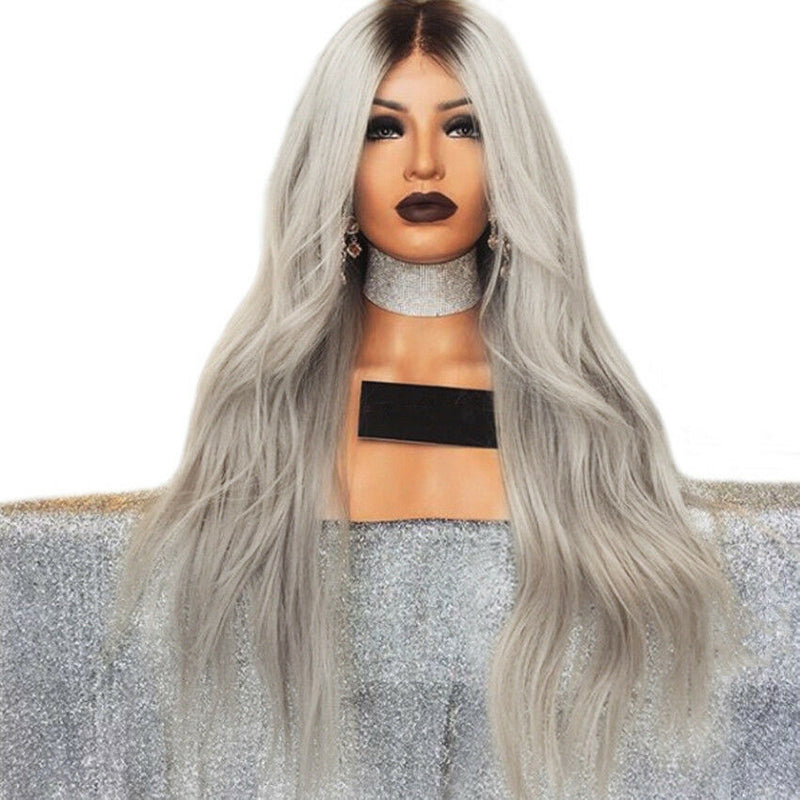 68cm Long Straight Slight Curl Hair Full Wig Synthetic Hair Heat Resistant Wig