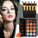 10PCS Makeup Brush Stonge Puff 15 Color Concealer Tool Set