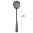 Stainless Steel Dinner Soup Spoon Student Outdoor Picnic Tableware (Black) A