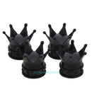 4pcs Crown Shape Car Tire Tyre Wheel Air Valve Stems Caps Dust Cover Black