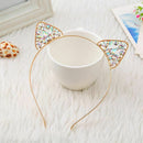 Cat Ears Tiara Headband for Women Hair Rhinestone Princess Hollow Hairband  N7F6